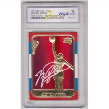 Graded Gem Mint 10 - Michael Jordan 1998 Fleer '86 Rookie Red Holo Refractor 23 Kt Gold Card
