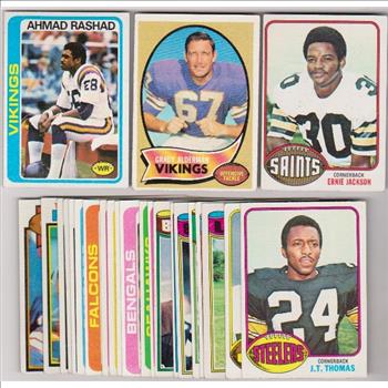 24 Different 1970's Topps Football Cards (1970-1979) w/ Ahmad Rashad+ More