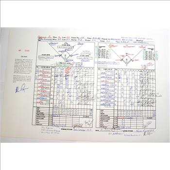 Nolan Ryan 5,000 Strikeout Game Score Sheet W/ All Players Reproduced Signatures From Game