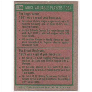 1975 Topps Roger Maris/Frank Robinson #199 Card