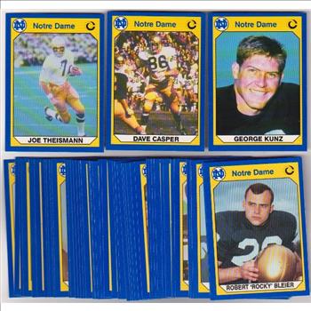 50 Different 1990 Notre Dame Collegiate Collection Cards w/ Joe Theismann + More