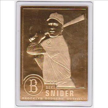 22 Kt Gold Duke Snider 1996 Danbury Mint Gold Card - HOF'er
