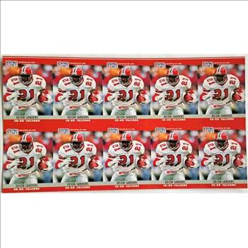 Uncut Sheet - 1990 Pro Set Deion Sanders #36 Ten Card Sheet