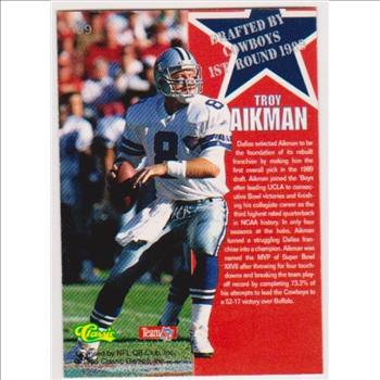 Only 297 Exist - Troy Aikman 1995 Classic NFL Rookies Silver Printers Proof #109 Insert Card