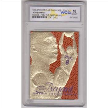 Rookie Graded Gem Mint 10 - Kobe Bryant 1996-97 Flair Showcase Legacy 23 Kt Gold Card