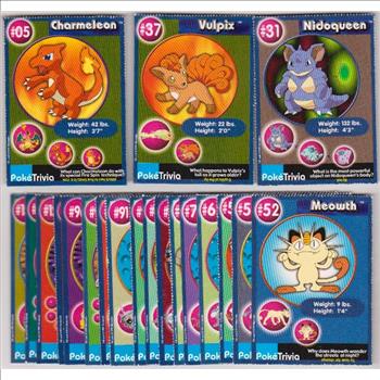 20 Different 1999 Pokemon Master Trainer Cards From Burger King Set w/ Charmeleon + More