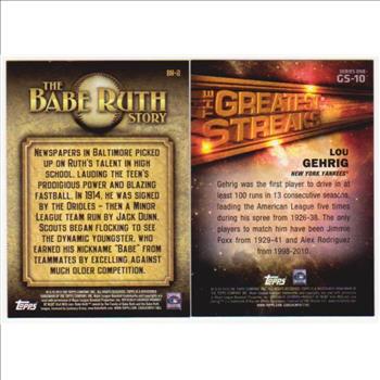 Babe Ruth + Lou Gehrig Baseball Card Pair