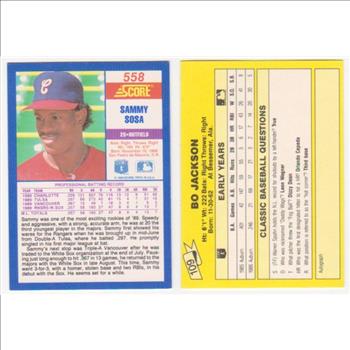 Rookies - Bo Jackson 1987 Classic + Sammy Sosa 1990 Score Rookie Pair