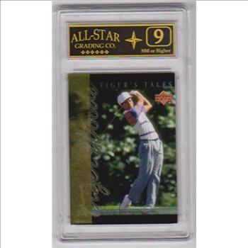 Graded 9 - Tiger Woods 2001 Upper Deck Tiger's Tales #TT5 Insert Card