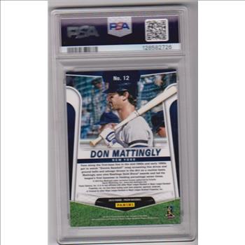 Graded PSA Mint 9 - Don Mattingly 2015 Panini Prizm Field Pass #12 Card