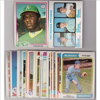25 Different 1970's Topps Baseball Cards (1973-1979) w/ Vida Blue + More