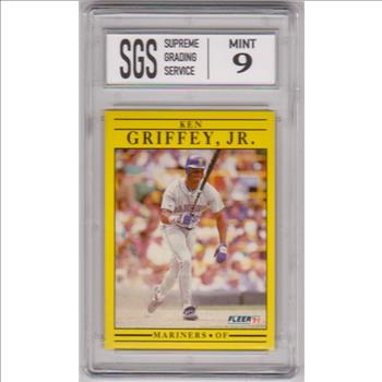 Graded Mint 9 - Ken Griffey, Jr. 1991 Fleer #450 Card