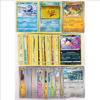 50 Different Pokemon Trading Cards w/ Piplup + More