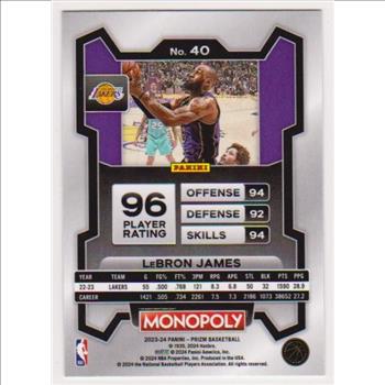 Lebron James 2023-24 Panini Prizm Monopoly #40 Card
