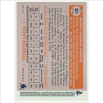 Mickey Mantle 1952 Topps #311 Rookie Commemorative Card - 2006 Topps #25 Rookie Of The Week Card