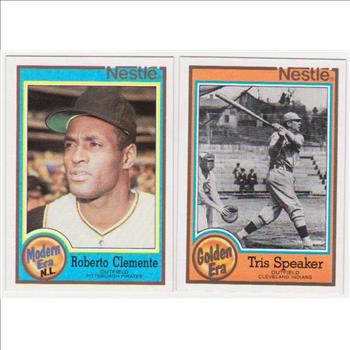 1987 Topps Nestle Roberto Clemente #27 + Tris Speaker #6 Card Pair - HOF'ers