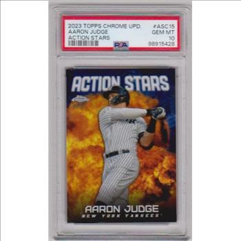 Graded PSA Gem Mint 10 - Aaron Judge 2023 Topps Chrome Update Action Stars #ASC-15 Card