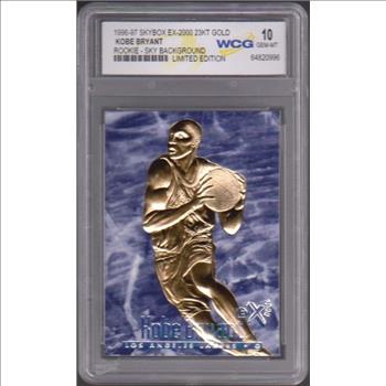 Rookie Graded Gem Mint 10 - Kobe Bryant 1996-97 Skybox EX-2000 Sky Background 23 Kt Gold Card