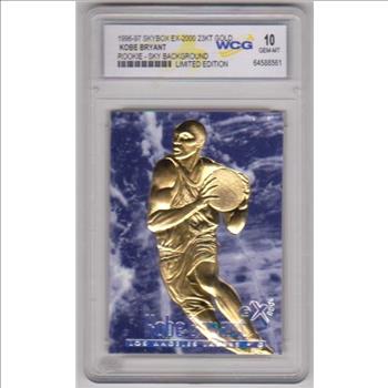 Rookie Graded Gem Mint 10 - Kobe Bryant 1996-97 Skybox EX-2000 Sky Background 23 Kt Gold Card