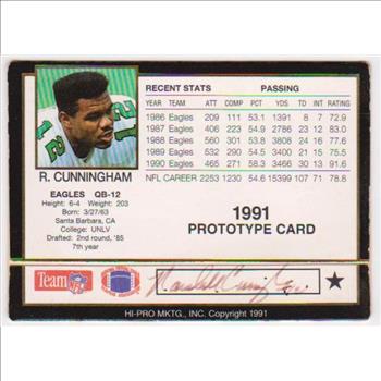 Signed - RANDALL CUNNINGHAM 1991 Action Packed Prototype - All-Pro Autograph