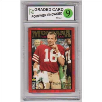 Labeled Mint 9 - Joe Montana 1995 Collector's Choice Montana Chronicles #JM7 Insert Card