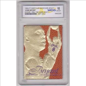 Rookie Graded Gem Mint 10 - Kobe Bryant 1996-97 Flair Showcase Legacy 23 Kt Gold Card