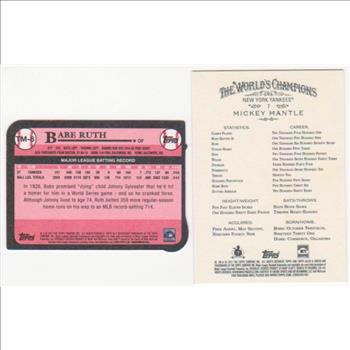 Babe Ruth + Mickey Mantle Baseball Card Pair