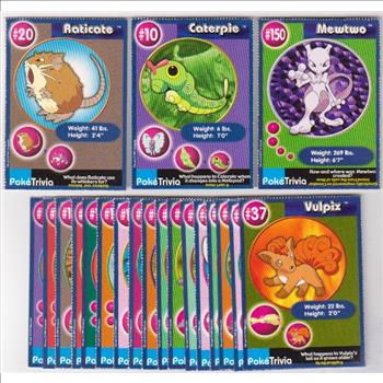 20 Different 1999 Pokemon Master Trainer Cards From Burger King Set w/ Mewtwo + More