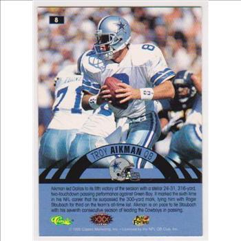 Only 499 Exist - Troy Aikman 1995 Classic NFL Experience Printers Proof #8 Insert Card