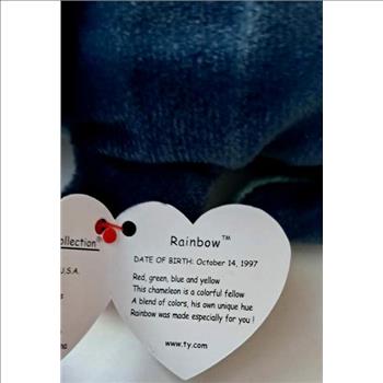 1997 Ty Beanie Baby Iggy The Iguana - With Rainbow Error Tags