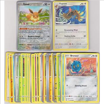 25 Different Pokemon Trading Cards w/ Eevee REVERSE HOLO + More