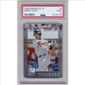 Graded PSA Mint 9 - Derek Jeter 1998 Donruss Elite #8 Card