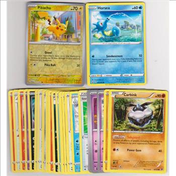 25 Different Pokemon Trading Cards w/ Pikachu REVERSE HOLO + More