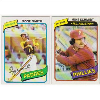 1980 Topps Ozzie Smith #393 + Mike Schmidt #270 Card Pair