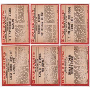 6 Different 1965 PCGC World War II Trading Cards - Nice Lot