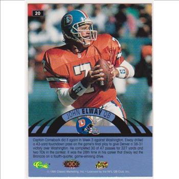 Only 499 Exist - John Elway 1996 Classic NFL Experience Printers Proof #20 Insert Card