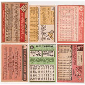 6 Different 1950's/1960's Topps/Bowman Baseball Cards w/ Vada Pinson + More