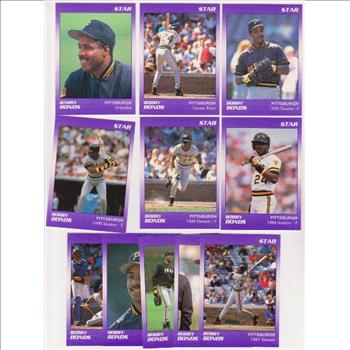 Wrong Name Error Set - BARRY BONDS 1990 Star Purple 11 card ERROR Set