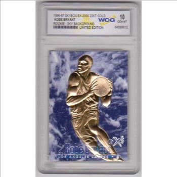 Rookie Graded Gem Mint 10 - Kobe Bryant 1996-97 Skybox EX-2000 Sky Background 23 Kt Gold Card