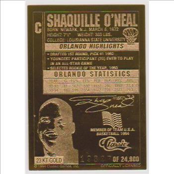 23 kt Gold - Shaquille O'Neal 1994 Classic Gold Card (1/24,900)