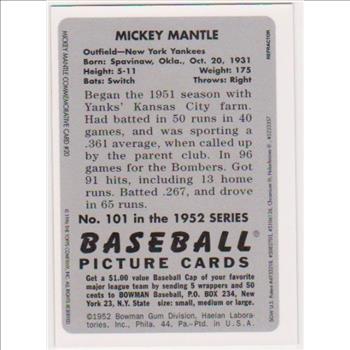 Refractor - 1996 Topps MICKEY MANTLE 1952 Bowman #20 Commemorative Insert Card