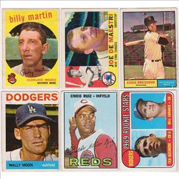 6 Different 1950's/1960's Topps Baseball Cards w/ Billy Martin + More