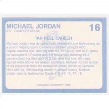  Michael Jordan 1989 North Carolina #16 College Card