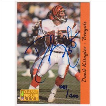Signed - David Klingler 1993 Pro Line Certified Autographed Insert Card #1087/1200