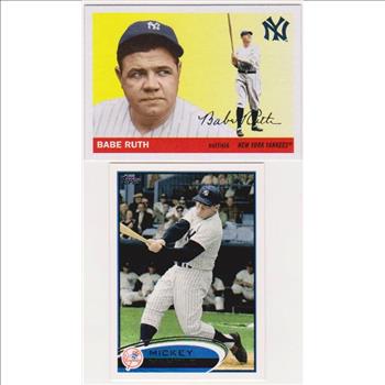 Babe Ruth + Mickey Mantle Baseball Card Pair