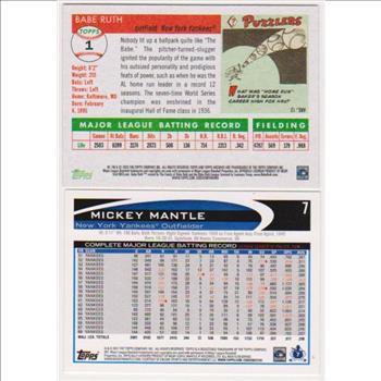 Babe Ruth + Mickey Mantle Baseball Card Pair