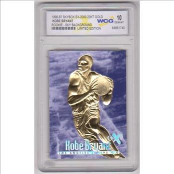 Rookie Graded Gem Mint 10 - Kobe Bryant 1996-97 Skybox EX-2000 Sky Background 23 Kt Gold Card