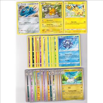 50 Different Pokemon Trading Cards w/ Pikachu + More
