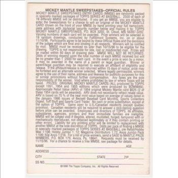 Mickey Mantle 1954 Bowman Sweepstakes Card - 1996 Topps Insert Card