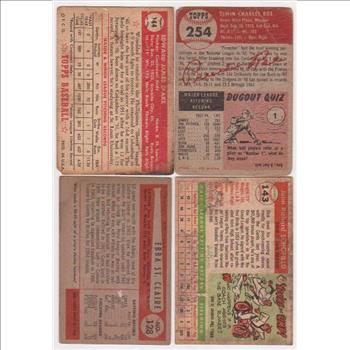 4 Different 1950's Topps/Bowman Baseball Cards (1952-1955)